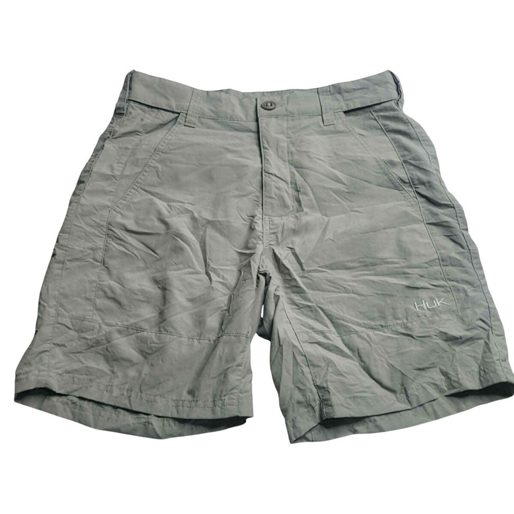 HUK Performance Fabrics Fishing Shorts Light Gray Men's Medium